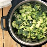 Top view of broccoli in the instant pot