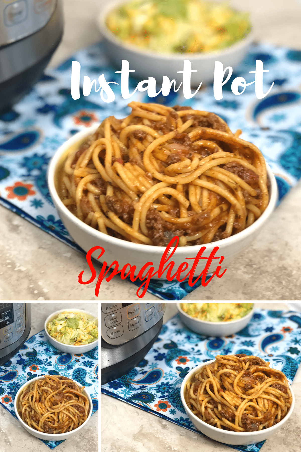 This one-pot Instant Pot Spaghetti will amaze you with the beautiful blend of flavors and ease of cooking. No more having a pot of boiling water for noodles, pan for meat sauce, and a ton of dirty dishes. #instantpot #spaghetti #pasta #noodles