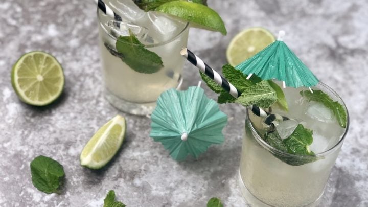 On those nice summer nights where an adult beverage sounds like it would hit the spot, whip up this keto mojito which is a low carb cocktail. It is easy for people to not consider the sugar in drinks when they start watching carbs after starting a ketogenic diet. #keto #lowcarb #lowcarbcocktails #mojitorecipe #cocktail