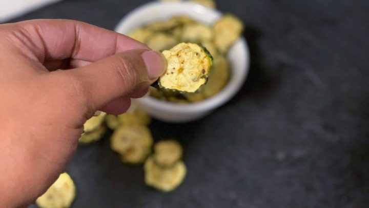 These zucchini chips are only 3 net grams of carbs per serving, a shelf-stable healthy chip and are also a Power Fryer Oven recipe on the dehydrator function.#zucchini #zucchinirecipes #lowcarb #keto #healthy #airfryer