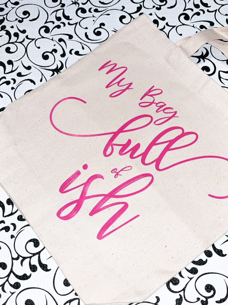 finished custom tote bag made with the cricut