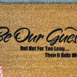 bare feet standing on a diy doormat