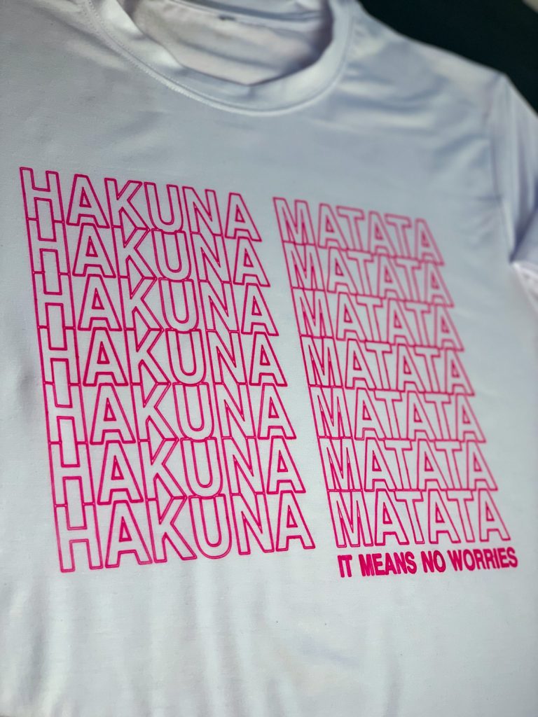 shirt that says hakuna matata made with cricut incredible ink pens