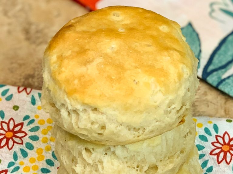 Top side close up of air fryer buttermilk biscuits