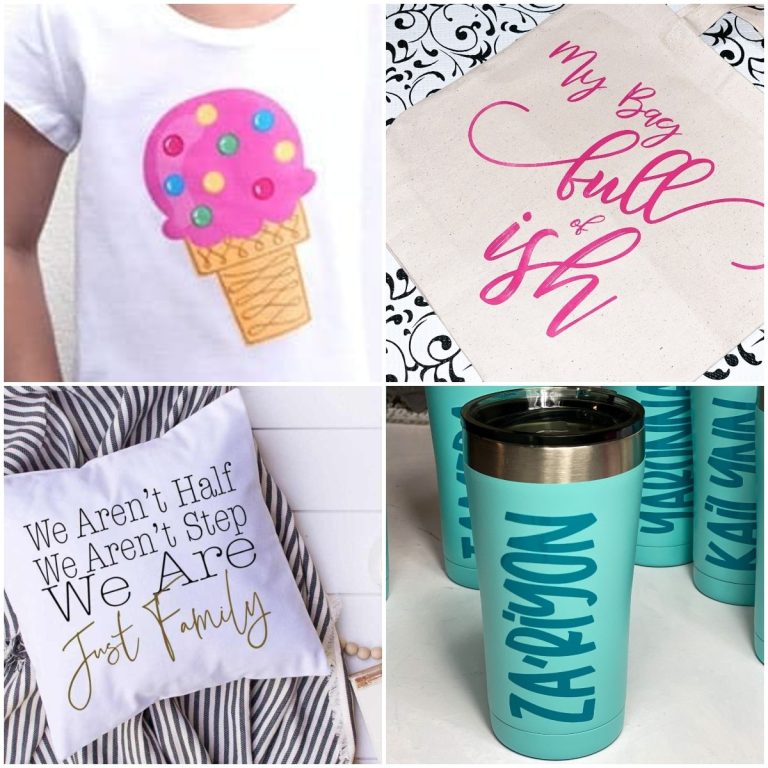 photo collage of vinyl cricut ideas for beginners