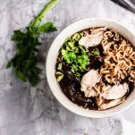 overhead view of easy ramen soup recipe