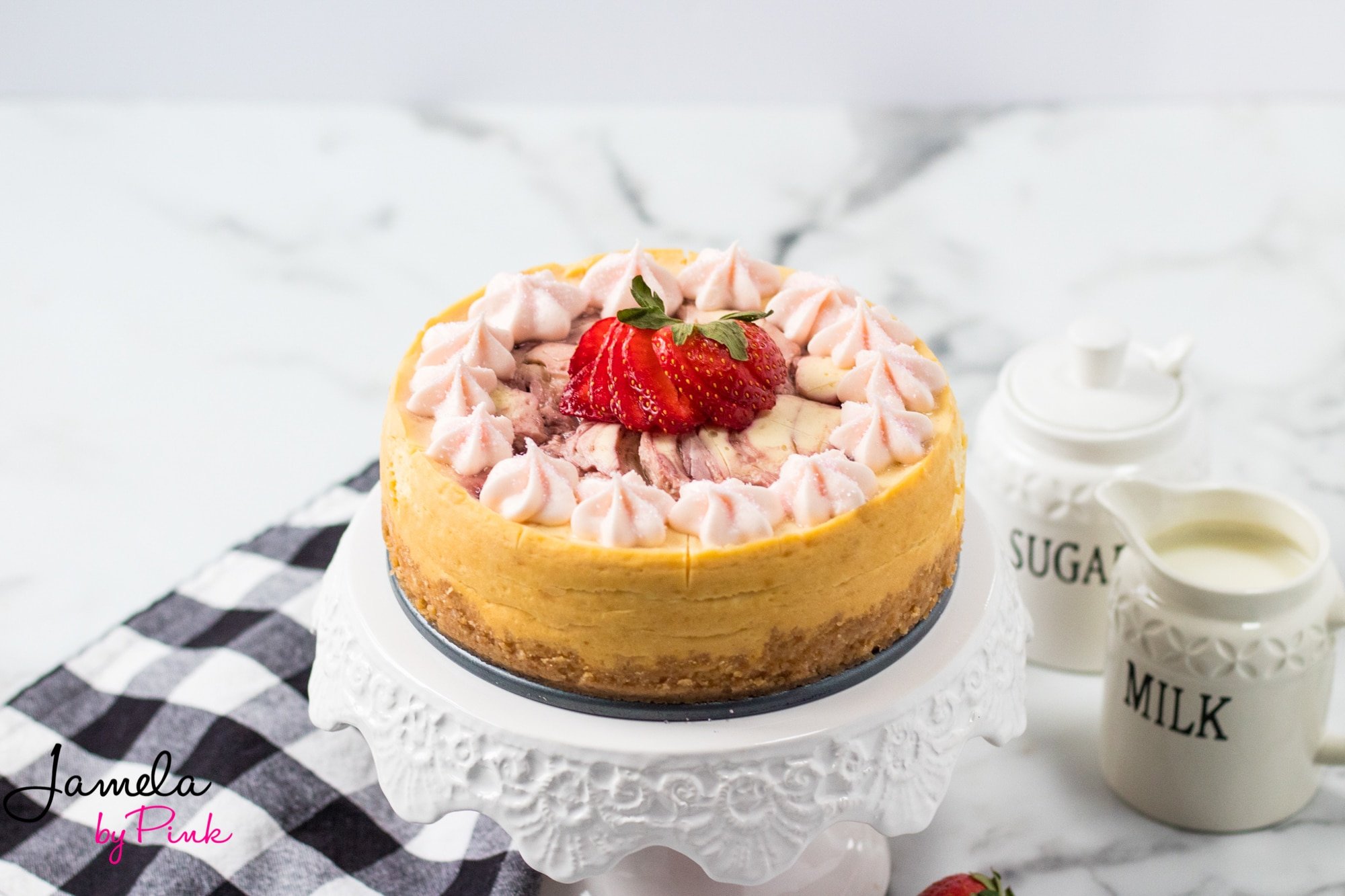 Strawberry Swirl Instant Pot Cheesecake Recipe by Pink