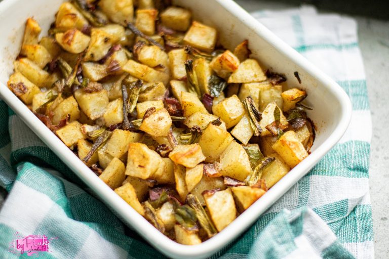 side dish with hash browns and green beans