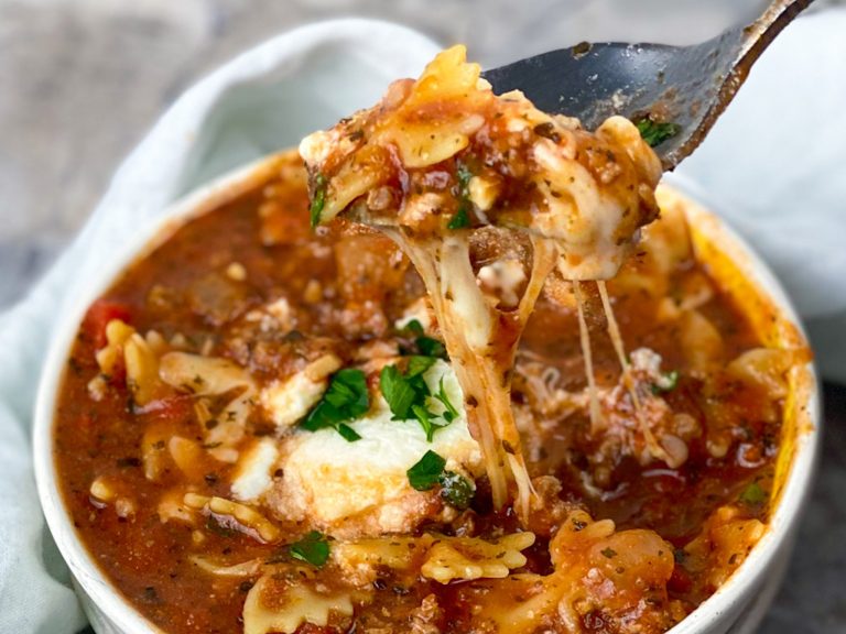 Crockpot Lasagna Soup With Bowtie Pasta
