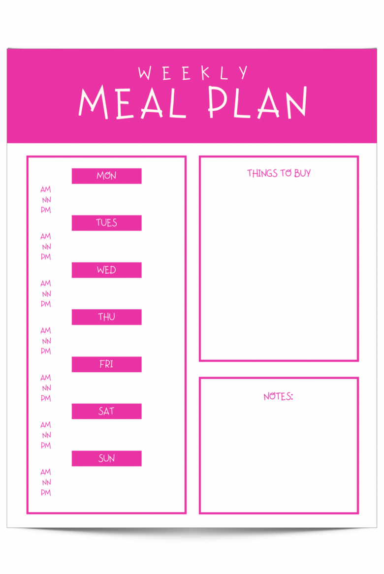 Free Printable Meal Planner ⋆ by Pink