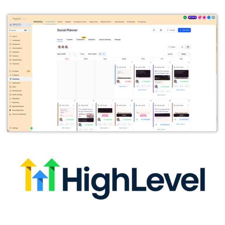 GoHighLevel social planner dashboard showing scheduled posts - what is GoHighLevel in action